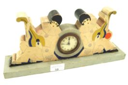 An Art Deco French painted wooden mantle clock.