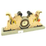 An Art Deco French painted wooden mantle clock.