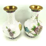 A pair of contemporary Cloisonne bulbous shaped vases.