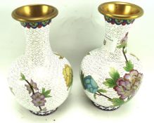 A pair of contemporary Cloisonne bulbous shaped vases.