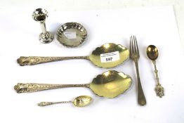 A collection of silver items.