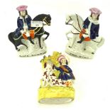 A pair of 19th century Staffordshire pottery equestrian figures of Dick Turpin and Tom King and a