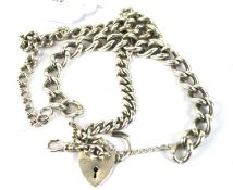 A silver chain and bracelet.