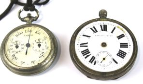 A silver cased pocket watch and a vintage pedometer.