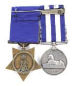 A Victorian Egypt 1882-1889 medal and an Egypt Khedive Star.