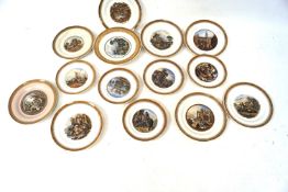 A collection of F & R Pratt & Co Fenton pictorial plates depicting 18th/19th century scenes