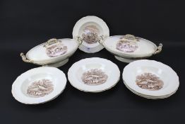 A collection of Copeland farming scene ceramics.