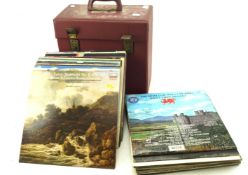 A collection of LP records.