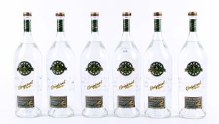 Six bottles of Green MArk vodka,