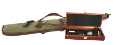 A green gun case, unmarked,