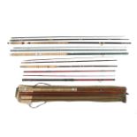 A collection of vintage coarse and game rods . Including examples by Milwards, East Anglian Rod Co.