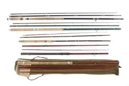 A collection of vintage coarse and game rods . Including examples by Milwards, East Anglian Rod Co.