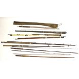 Assorted coarse, sea and fly rods.