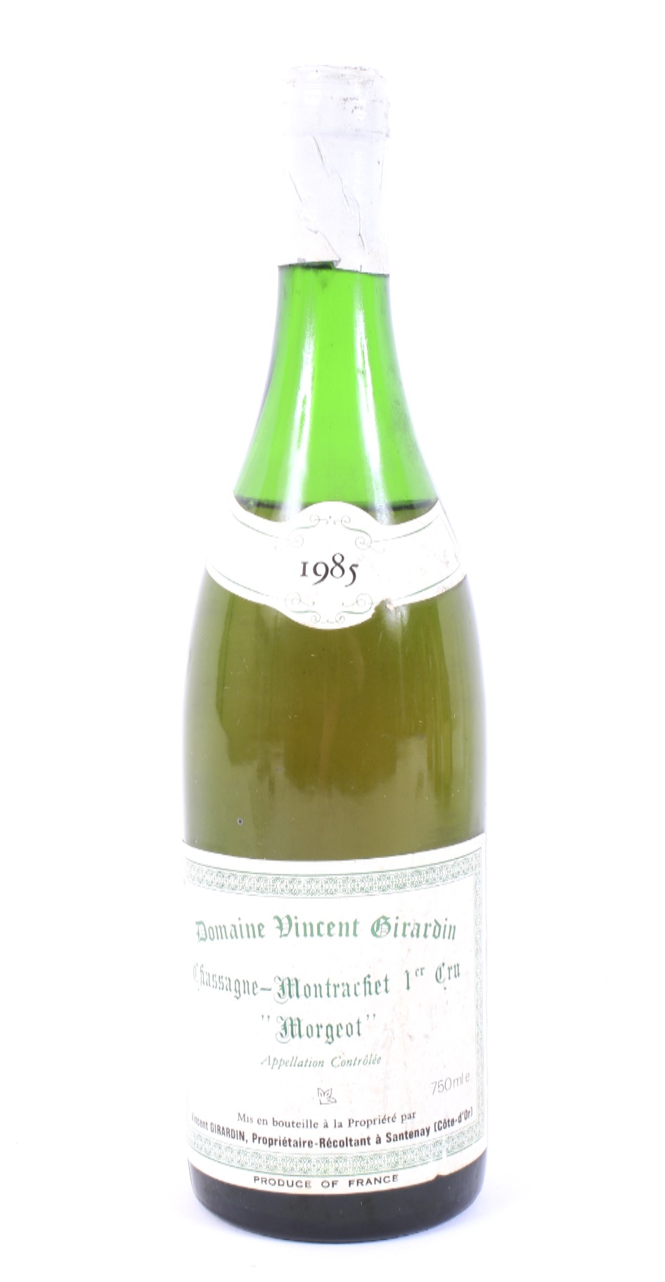 A bottle of Domaine-Vincent Girardin, 1985.