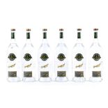 Six bottles of Green Mark vodka, 38% vol,