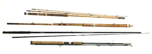 A group of fishing rods.