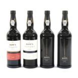 Four botles of DOW'S port, two black lable,
