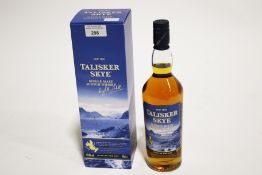 A bottle of Talisker Skye single malt whisky, boxed. 45.
