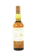 A bottle of Talisker 10 year old single malt Scotch whisky. 45.8% Vol, 70 cl.