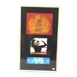 A framed Ian Thorpe signed swimming cap.