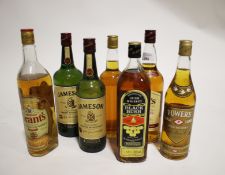 Seven bottles of whisky.