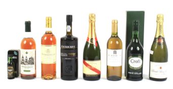 A selection of alcohol including champagne.
