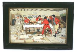 After Cecil Aldin (1870-1935), The Falllowfield Hunt Breakfast, lithograph.