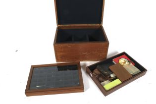 An early 20th century wooden tackle box.