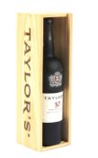 A cased bottle of Taylor's 10 year old Tawny Port 75cl in original wooden case.