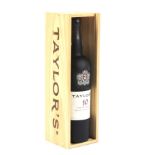 A cased bottle of Taylor's 10 year old Tawny Port 75cl in original wooden case.