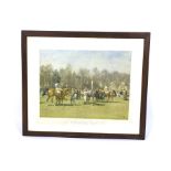 After Alfred Munnings (1878-1959), The Paddock at Epsom, Spring Meeting, print.