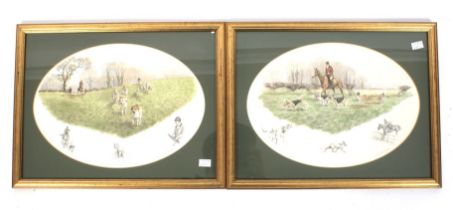 Two Nigel Hemming hunting prints.