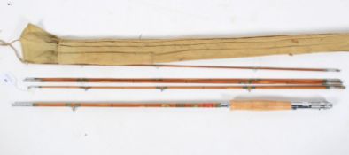 A four-piece trout fly rod by 'Powell' of Birmingham in cloth bag.