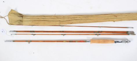 A four-piece trout fly rod by 'Powell' of Birmingham in cloth bag.