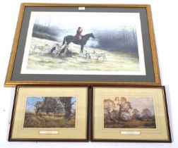 Three contemporary hunting and landscape prints.