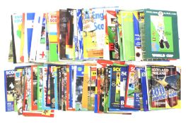 A box of football programmes.