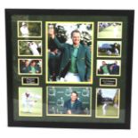 A series of framed photos of Danny Willett, 2016 Masters Champion, one signed.