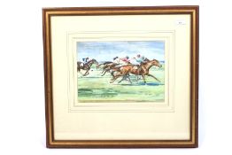 E H Whydale (1886-1952), Horse Race, watercolour.