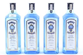 Four bottles of Bombay Sapphire London dry gin,