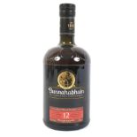 A bottle of Bunnahabhain twelve year old whisky. 70cl, 46.