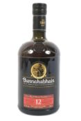 A bottle of Bunnahabhain twelve year old whisky. 70cl, 46.