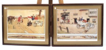 Two framed and signed Cecil Aldin prints. Titled 'A Check' and 'Gone Away'.