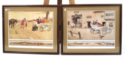 Two framed and signed Cecil Aldin prints. Titled 'A Check' and 'Gone Away'.