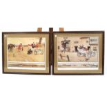 Two framed and signed Cecil Aldin prints. Titled 'A Check' and 'Gone Away'.