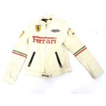 A Ferrari F1 white leather Michael Schumacher jacket.