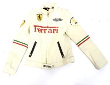 A Ferrari F1 white leather Michael Schumacher jacket.