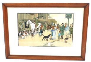 After Cecil Aldin, (1879-1935, The Harefield Harriers, The Meet at the Hare and Hounds, lithograph.
