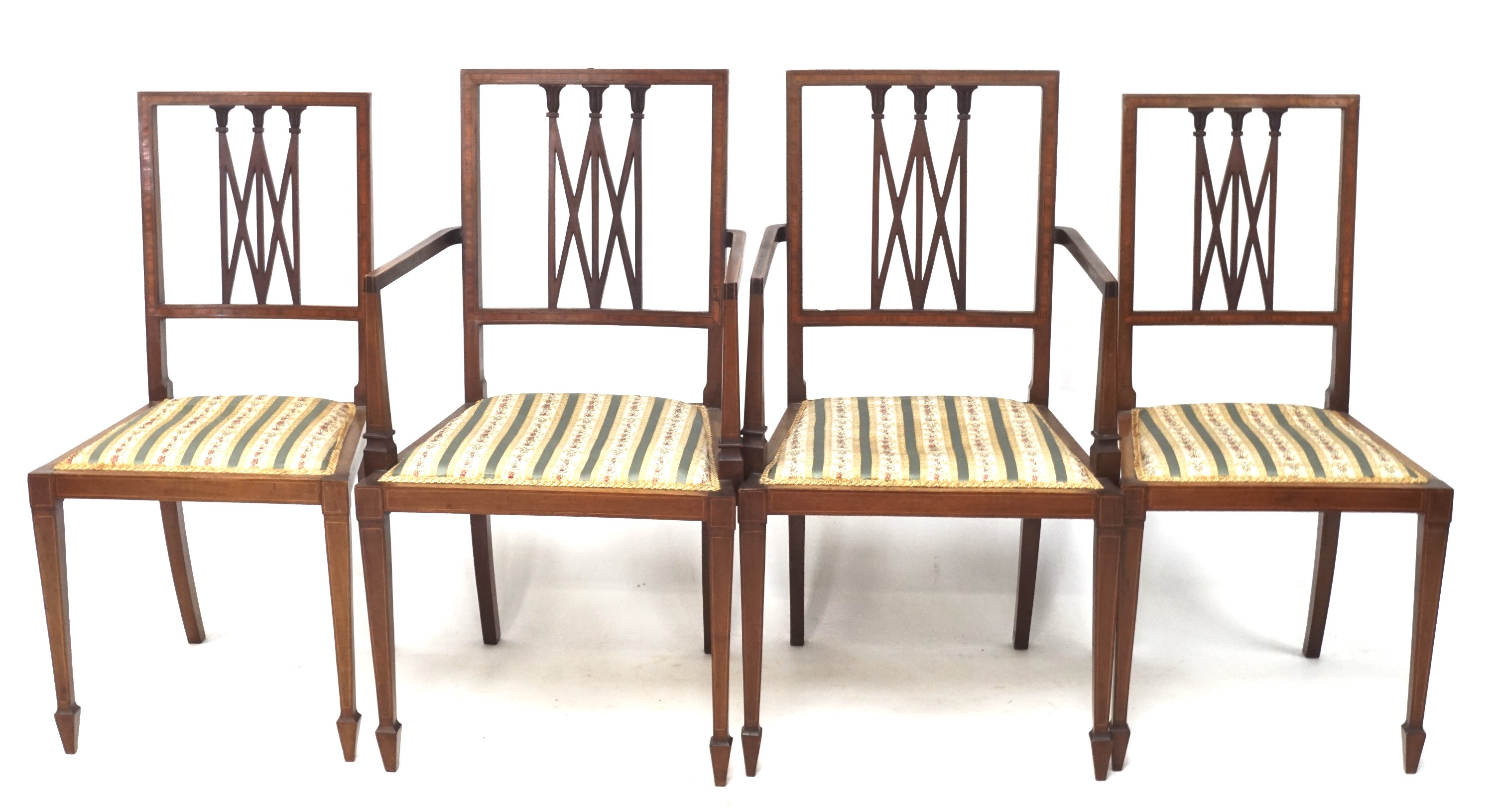 Four Edwardian mahogany dining chairs. - Image 2 of 3