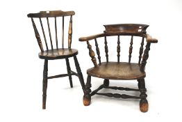 A 19th century shortened armchair and a similar single chair.