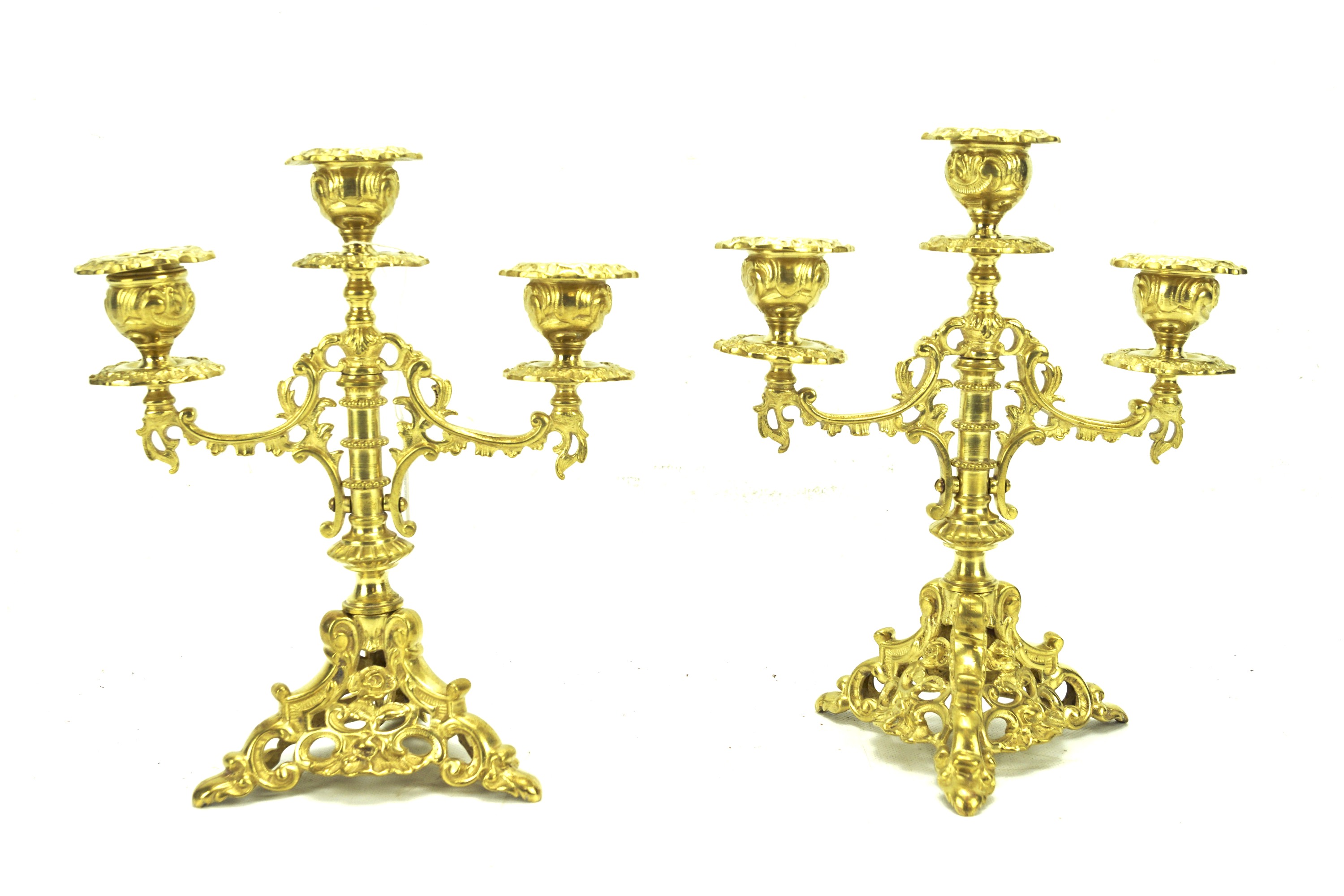 A pair of gilt candelabra.